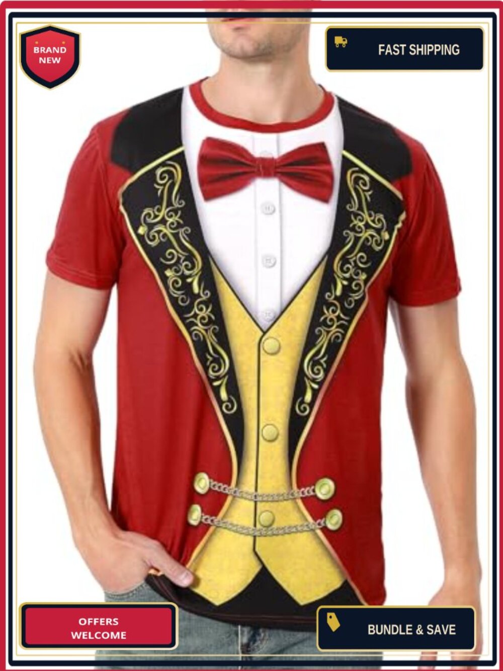 Men's Ringmaster Circus Costume T-Shirt Showman Graphic Tee